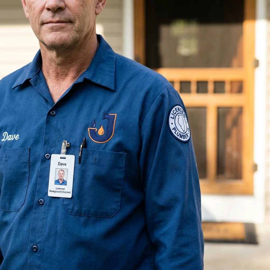 Licensed plumber showing ID badge in Greencastle, PA