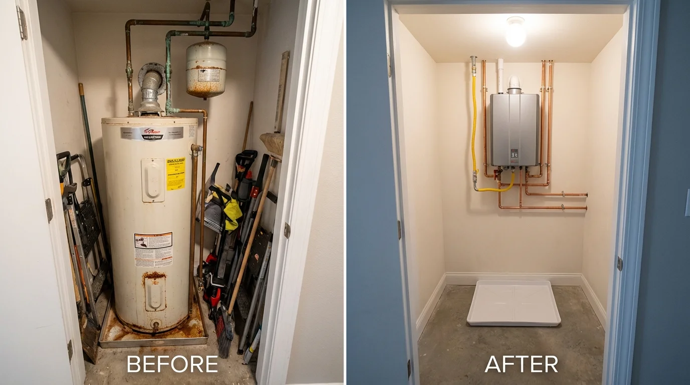 Tank water heater versus wall-mounted tankless unit comparison for Greencastle, PA homeowners